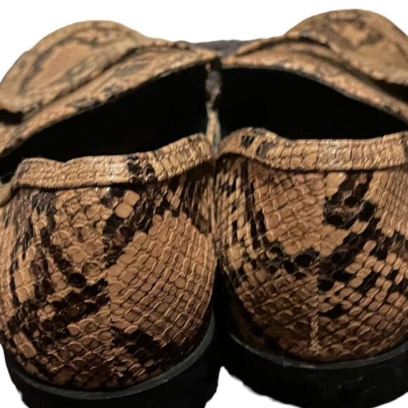 Zara Trafaluc Brown Tan Slip On Faux Snakeskin Loafers Sz 36 - Picture 4 of 8